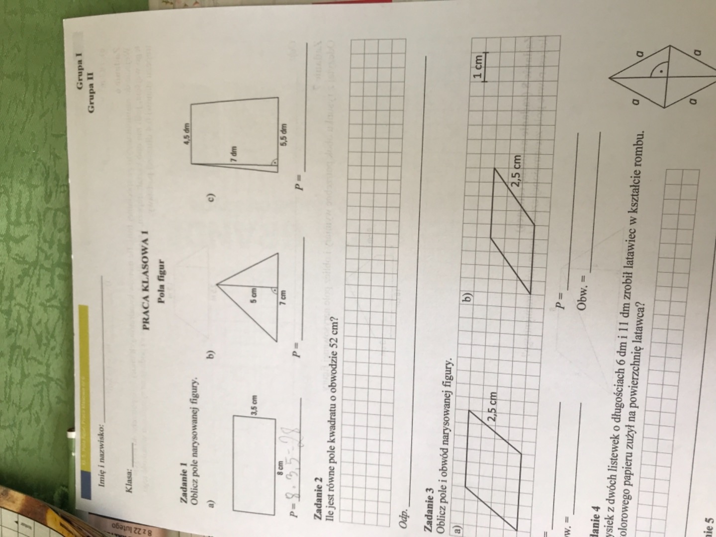 Pola Figur Sprawdzian Klasa 6 Sprawdzian Z Matematyki Klasa 6 Pole Wielokątów - Mądry