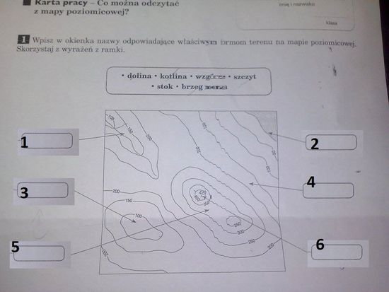 przyroda, formy terenu na mapie poziomicowej, pilne – zadania, ściągi i