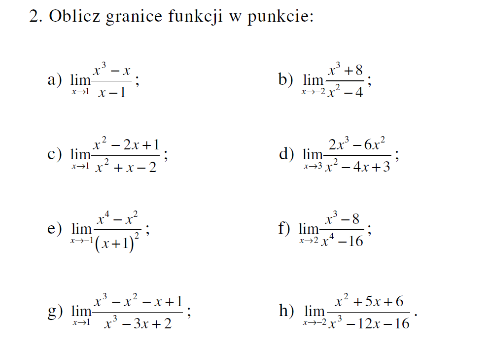 Oblicz granice funkcji w punkcie – zadania, ściągi i testy – Zapytaj