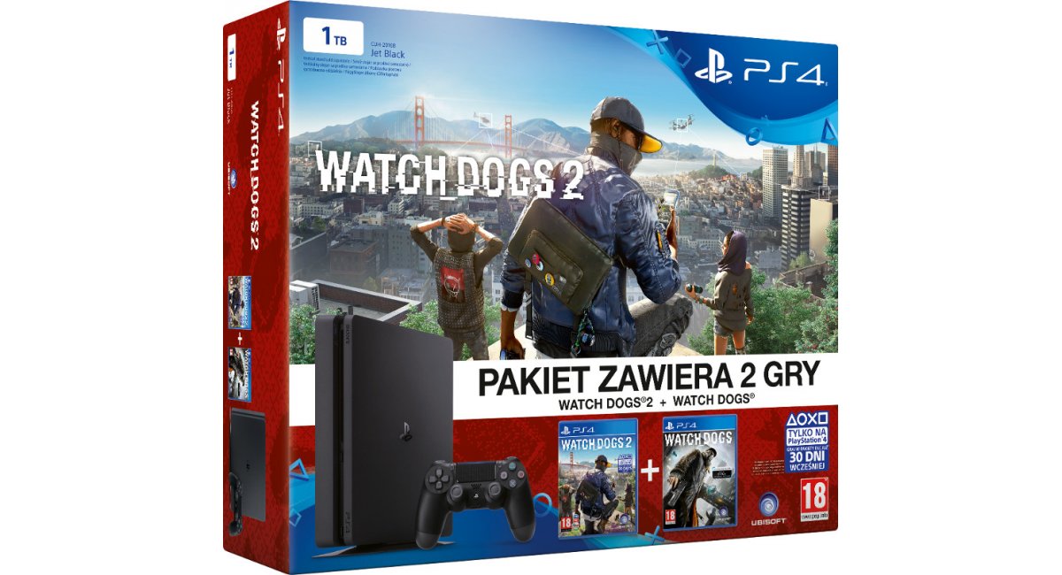 PS4 1TB + Watch Dogs 1,2