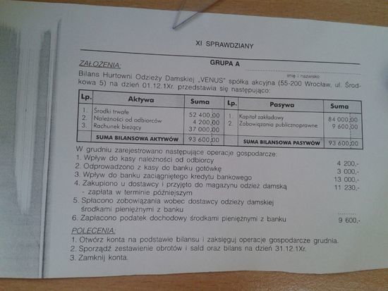 PRZEDSIĘBIORCZOŚĆ bilans i konta - Zapytaj.onet.pl
