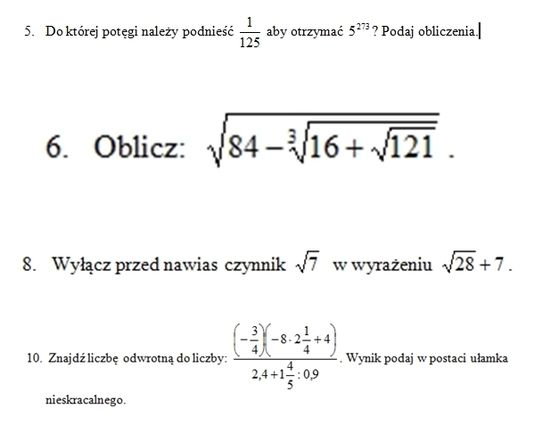 Pilne! 1 liceum Liczby Rzeczywiste – zadania, ściągi i testy – Zapytaj