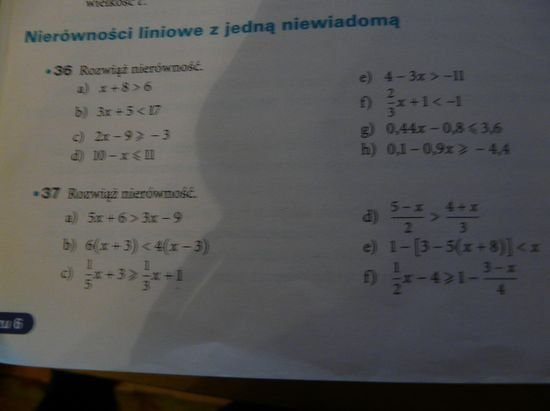 Rozwiąż nierówność - Nierówności liniowe z jedną niewiadomą – zadania