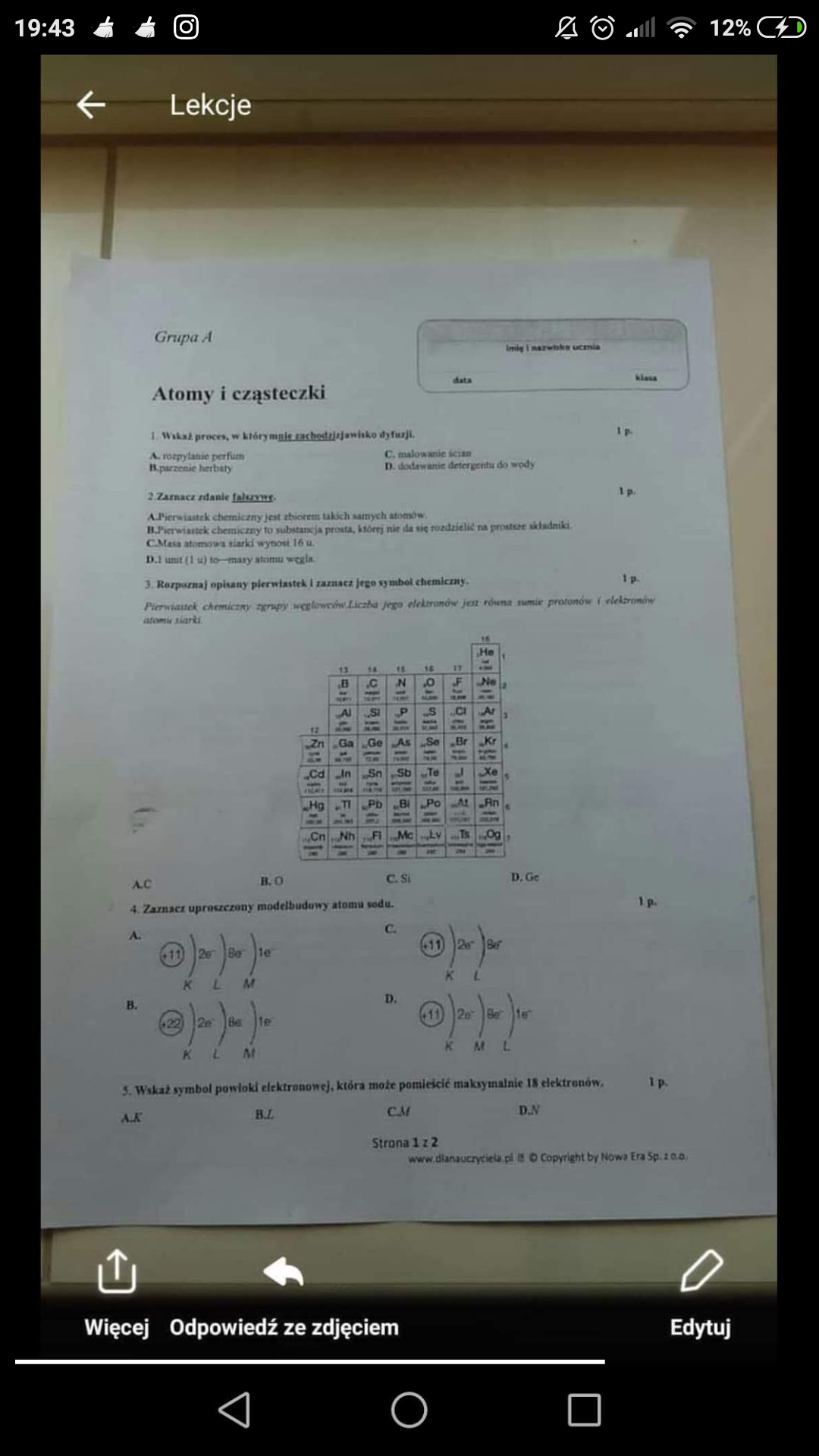 Cwiczenia Z Chemii Klasa 7 Odpowiedzi Kartkówka Z Chemii Klasa 7 - Margaret Wiegel