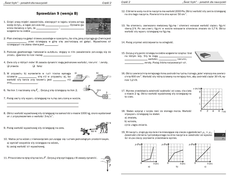 Sprawdzian Z Dynamiki Klasa 7 Sprawdzian dział Dynamika Świat Fizyki 2 - Zapytaj.onet.pl